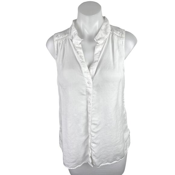 Cloth & Stone Women's White Sleeveless Button Down Shirt Blouse Tank Top Size M - Picture 1 of 4